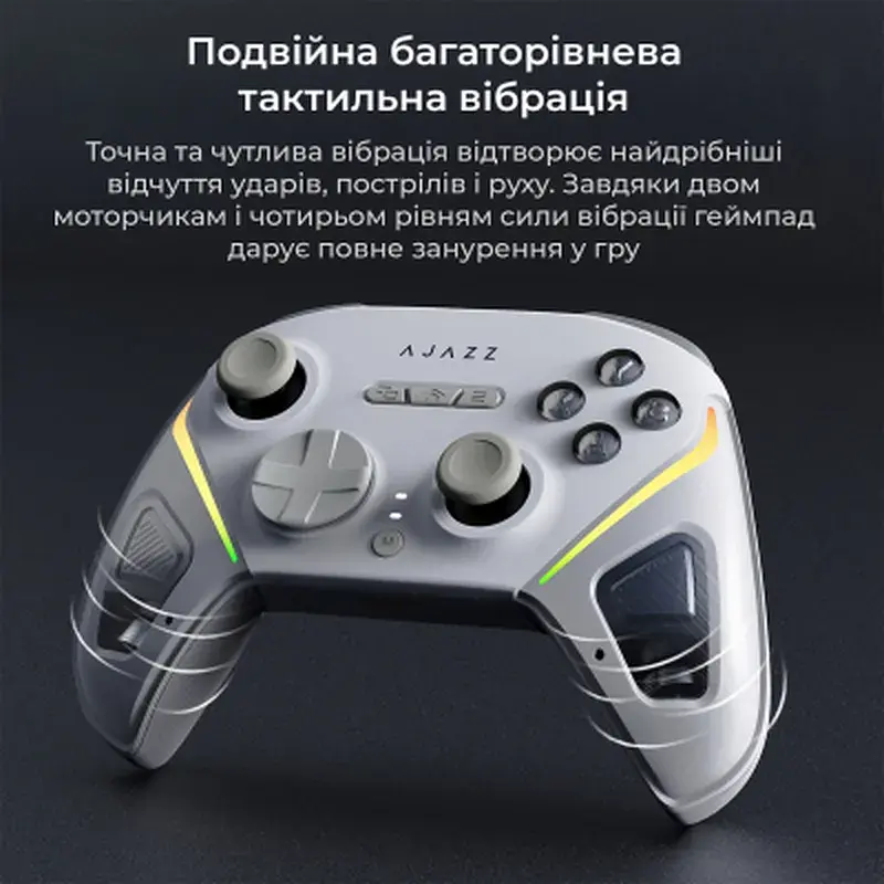 Геймпад Ajazz GP100S 2.4G/BT/USB Switch/PC/iOS/Android RGB White (GP100S-W) - фото 10