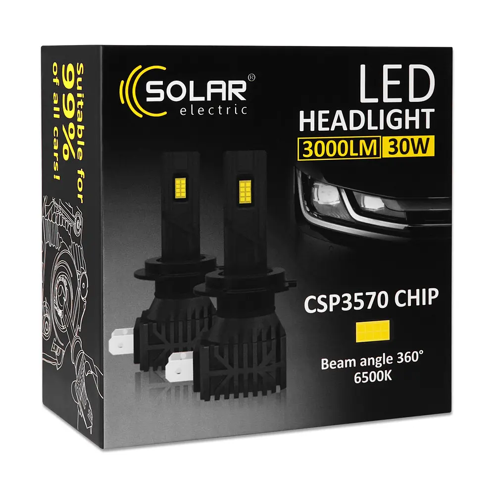 Автолампа Solar LED H1 12/24V 30W 3000 Lm 6500K CSP3570 2 шт. (8401S2) - фото 5
