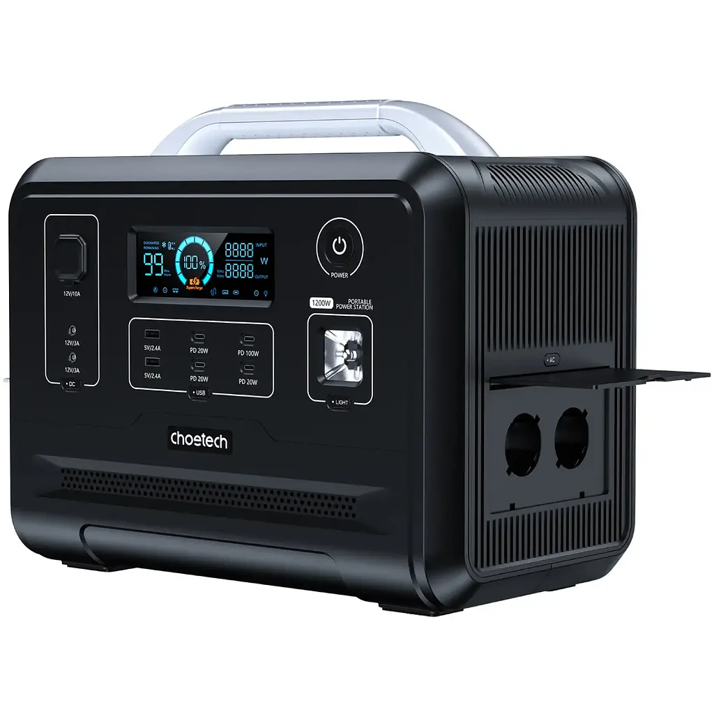 Зарядна станція Choetech BS005 1200Вт (960Вт/г) AC,LiFePo4 LiFePo4,MPPT, UPS, USB-C PD100 Вт - фото 4
