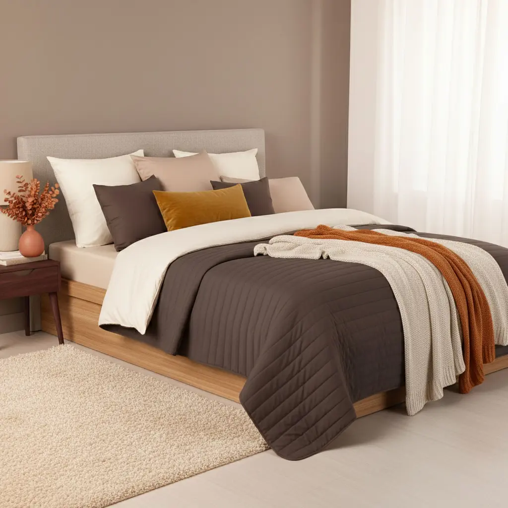 Покривало на ліжко Ideia з декортивними подушками шоколадно-бежеве 220х240 см (8000035831_шоколад/беж) - фото 4