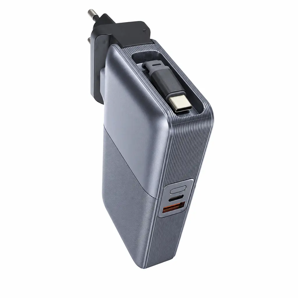 Павербанк-адаптер Remax CP-5 з вилками EU/UK та кабелем / 10000 мАг / 35 Вт / USB-C + USB-A / PD+QC / Чорний - фото 3