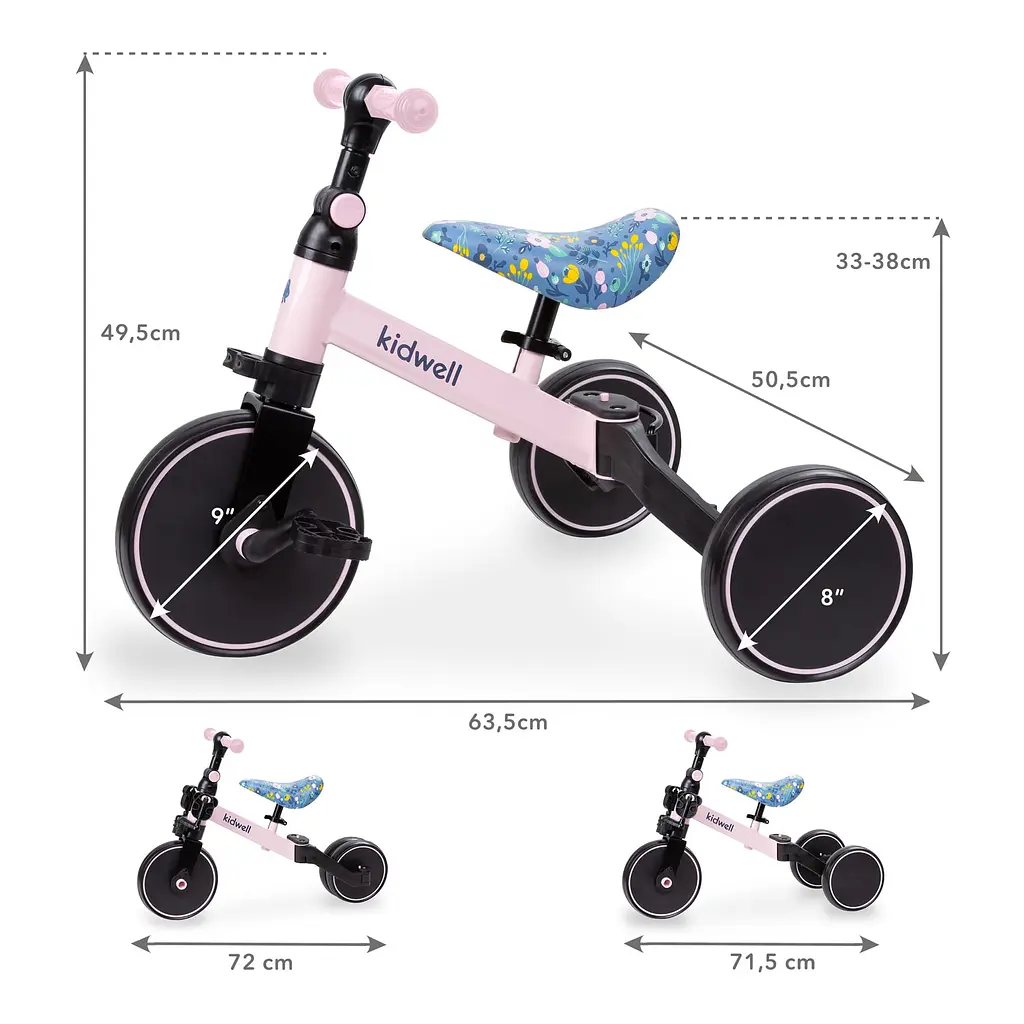 Дитячий велосипед Kidwell Pico 3 в 1 flower (5901130090402) - фото 8