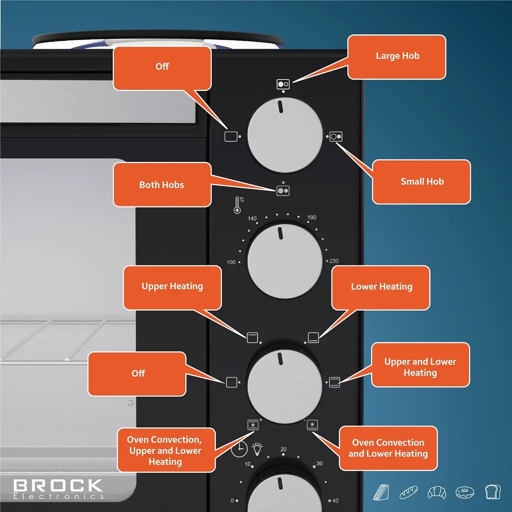 Електрична піч BROCK TO 3002 B 1600Вт/ 30л /електроплита/ механічне керування/чорна - фото 9
