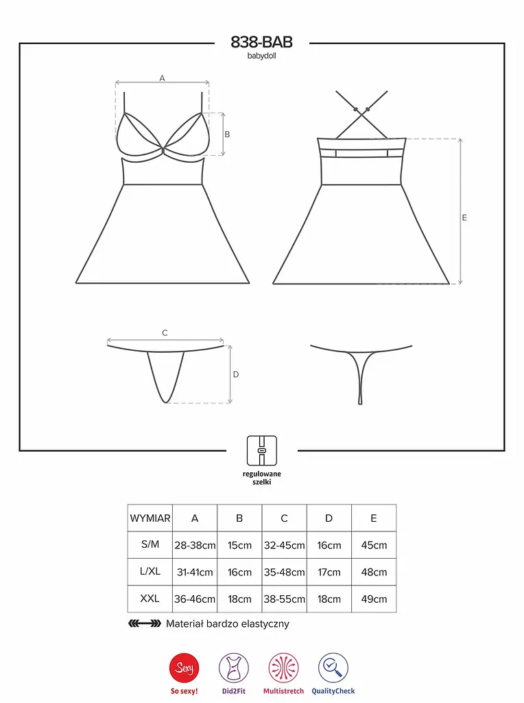Комплект белья Obsessive 838-BAB-3 L/XL красный - фото 7