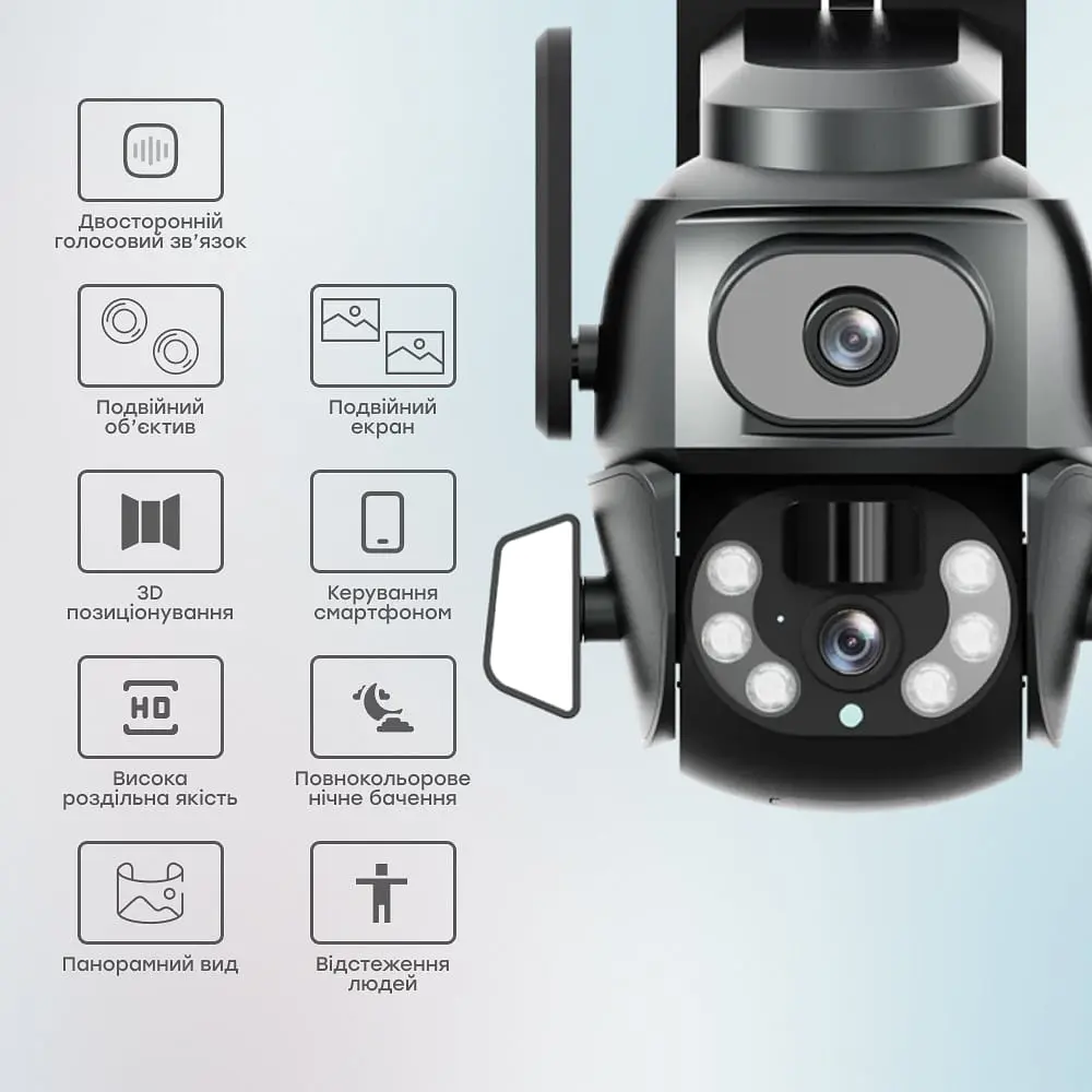 IP PTZ-відеокамера з WiFi 4Mp (2*2Mp) Light Vision VLC-9692WI10ZL f=4+8mm, ІЧ+LED-підсвічування, з мікрофоном (75-00205) - фото 9