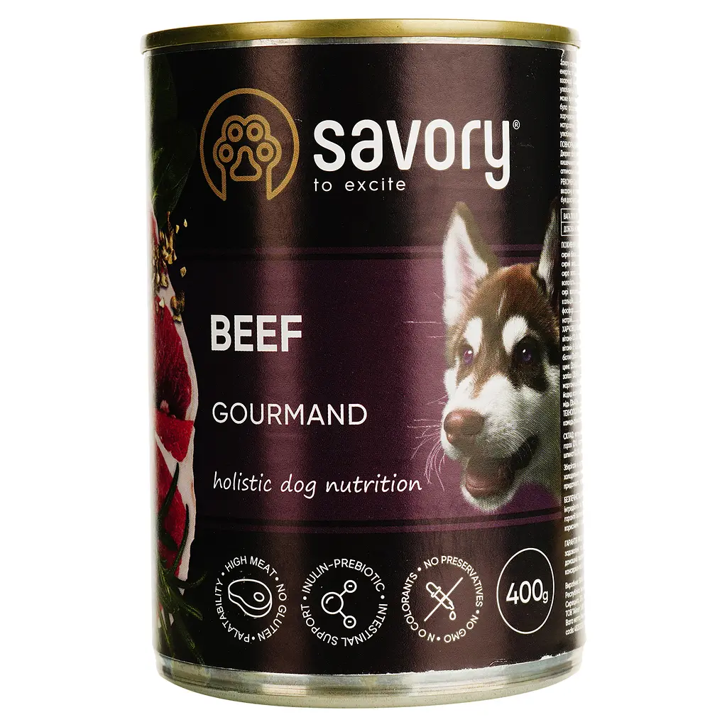 Вологий корм для дорослих собак всіх порід Savory Dog Gourmand з яловичиною 400 г - фото 1