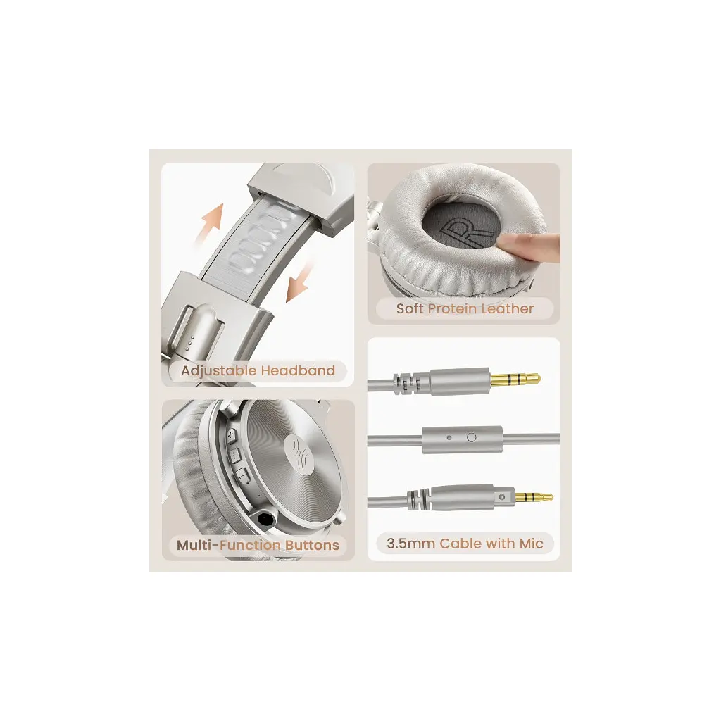 Навушники OneOdio Studio Pro C Bluetooth+3,5мм Silver (Pro C Silver) - фото 5
