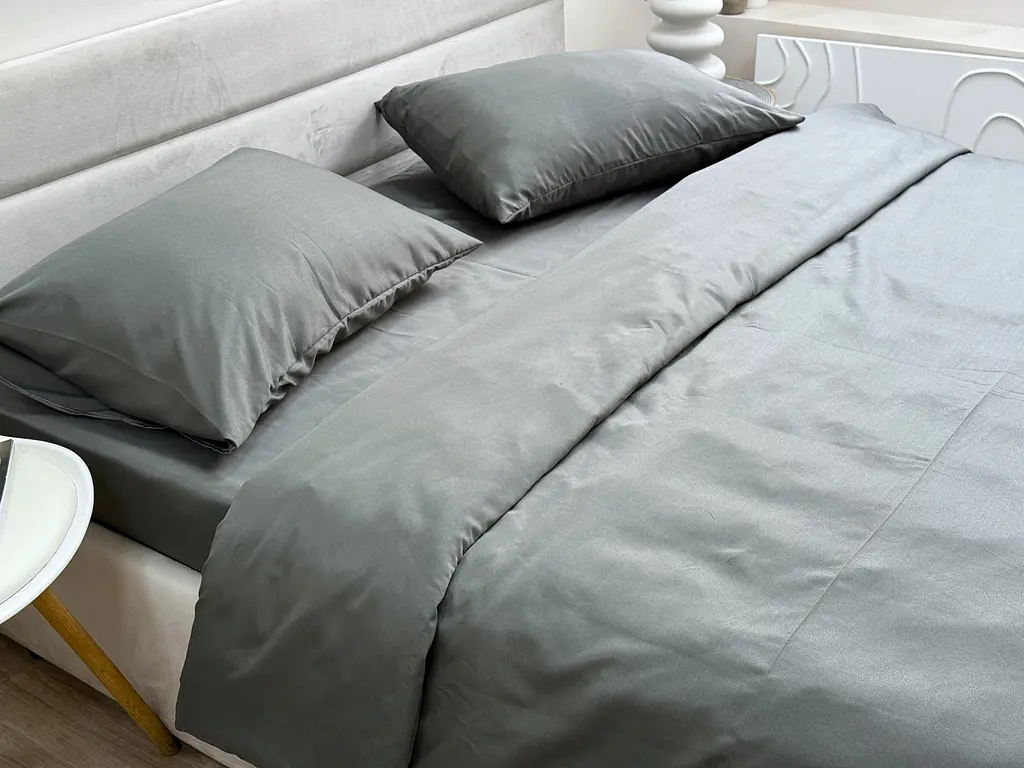 Комплект постільної білизни Ecotton полуторний 150х215 см однотонний сірий Nid Grey (25192\1.5) - фото 6