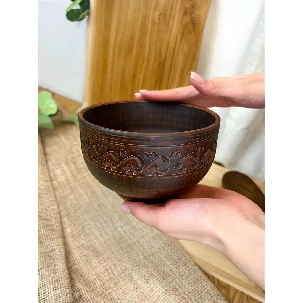 Салатник керамічний (глиняний) різьблений Декор 700 мл - фото 3