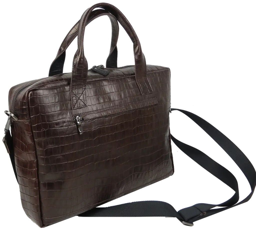 Чоловіча шкіряна сумка Mykhail Ikhtyar під крокодила коричнева sum0028878 - фото 5