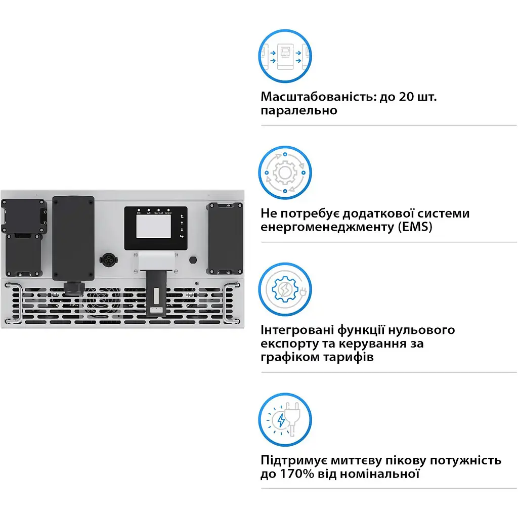 Гібридний сонячний інвертор Deye SUN-125K-PCSL01HP3 [148530] - фото 3