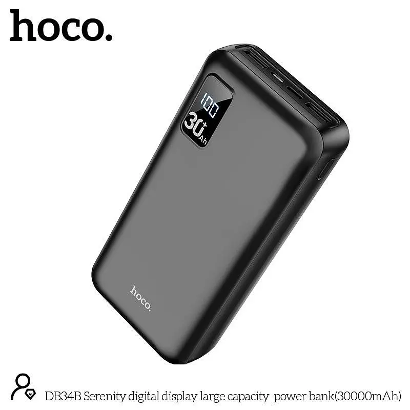 УМБ Hoco Serenity digital display большой capacity power bank DB34B 30000mAh 3 порта черная - фото 7