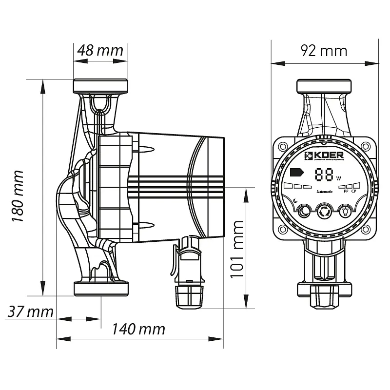 Насос циркуляційний енергозберігаючий Koer Kp.N25 / 6-180 KP0247 - фото 7
