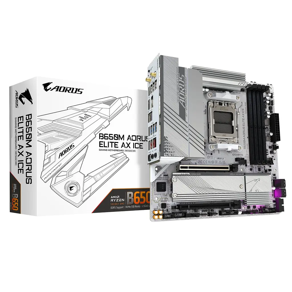 Gigabyte Материнська плата B650M A ELITE AX ICE sAM5 B650 4xDDR5 M.2 HDMI DP Wi-Fi mATX - фото 6