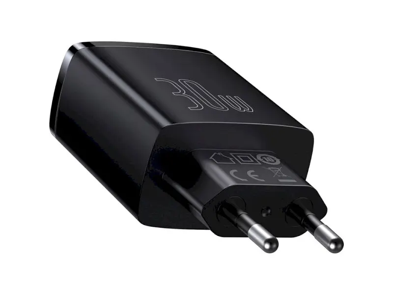 Мережевий зарядний пристрій BASEUS Compact Quick Charger 2xUSB U+C 30 W Black (CCXJ-E01) - фото 3