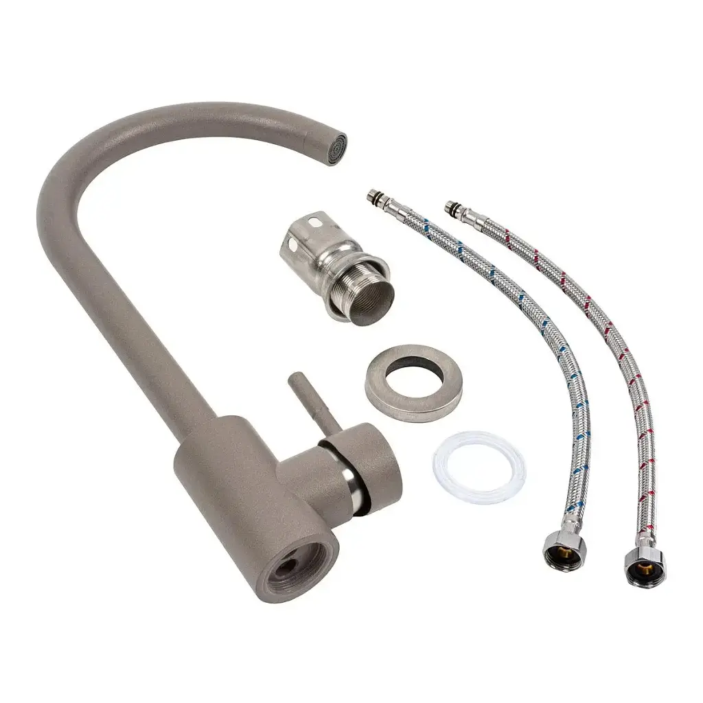 Змішувач кухонний Platinum 56 B NESP (3008 А) поворотний одноважільний з нержавіючої сталі дюна (000041051) - фото 2