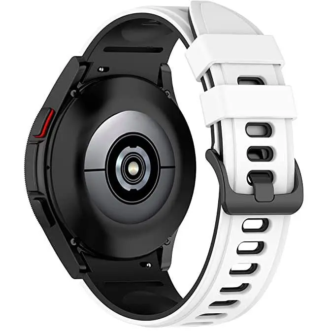 Браслет Ricco для Samsung Galaxy Watch 5 - біло-чорний ширина кріплення 20мм силікон Watchbands (W19-4WB12227561)