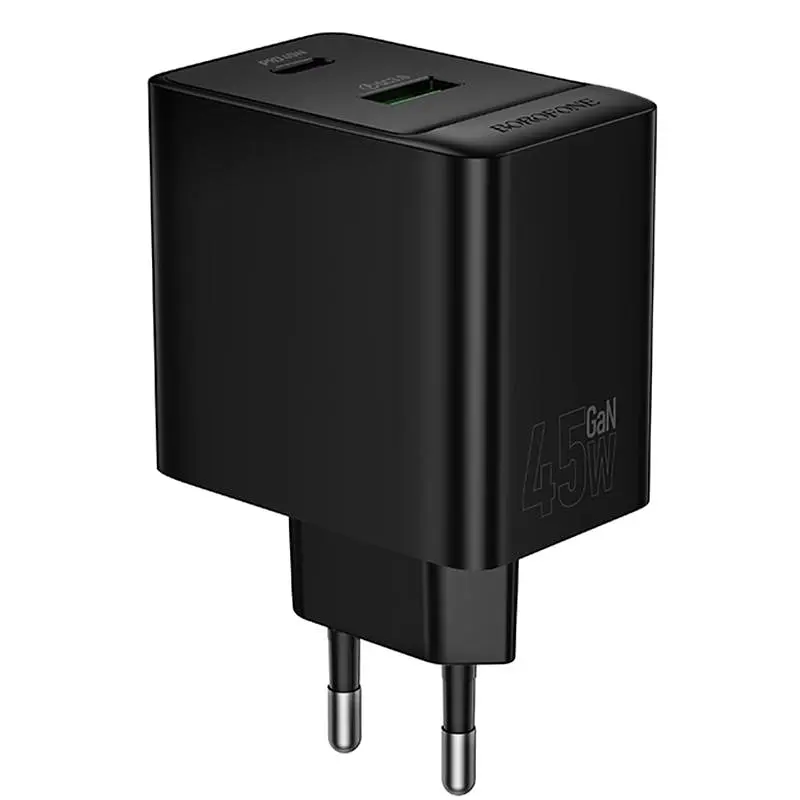 СЗУ Borofone BAS16A Erudite PD45W+QC3.0 (1USB-A/1C) Black - фото 5