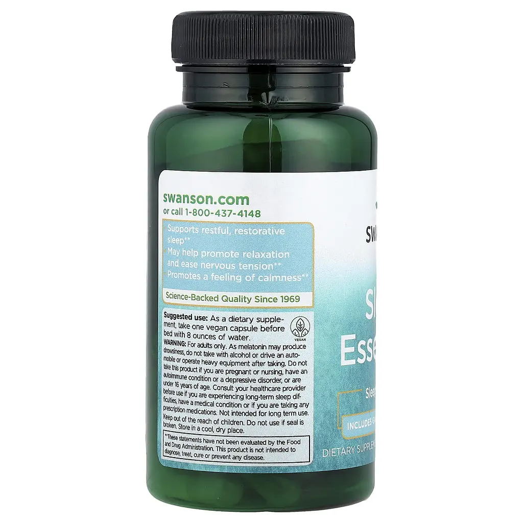 Натуральна добавка Swanson Sleep Essentials 60 веганських капсул - фото 3