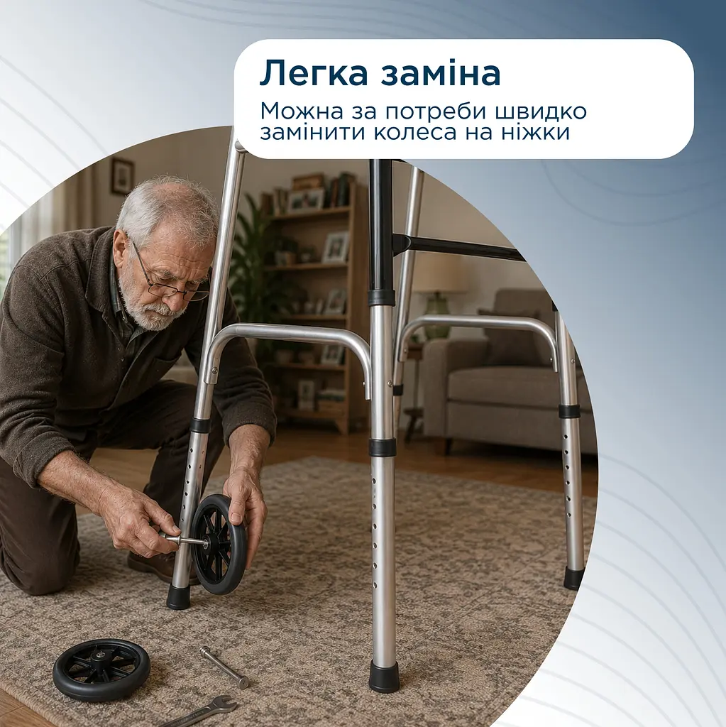 Ходунки складані з двома фіксаторами дорослі Doctor Life 10184SL/W (10184SL/W-2225) - фото 7
