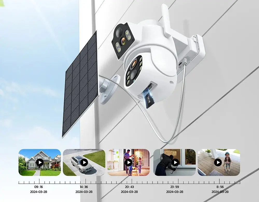 Вулична WiFi IPкамера Besder D20 з 2 лінзами  сонячна панель зарядки акумулятор 7800мАг  PIR сенсор руху - фото 3