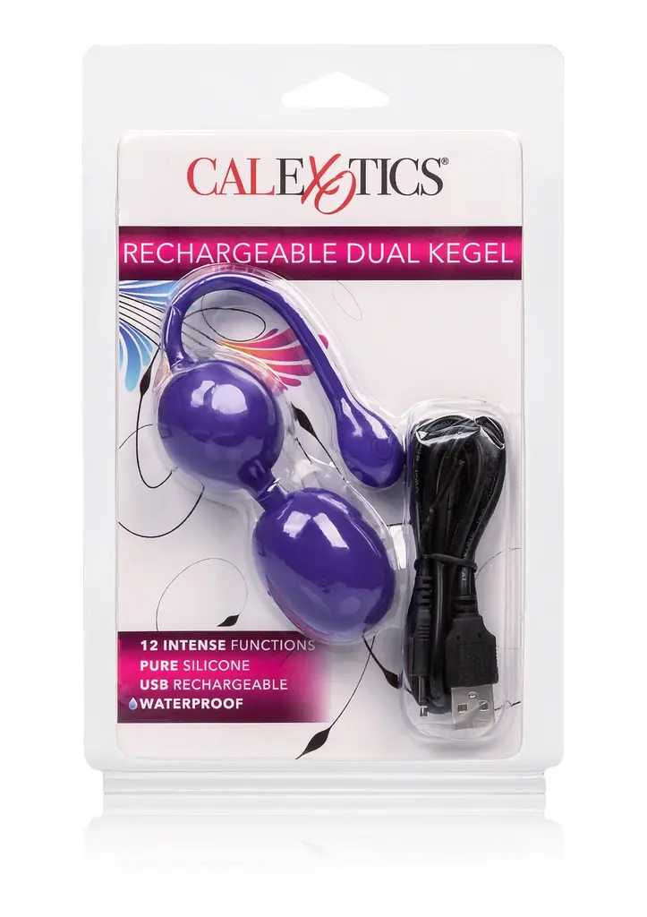 Вагінальні кульки CalExotics Rechargeable Dual Kegel, 9 см, фіолетовий - фото 3