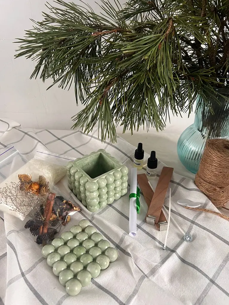 Подарунковий набір для створення соєвої свічки КУБ хакі - фото 2