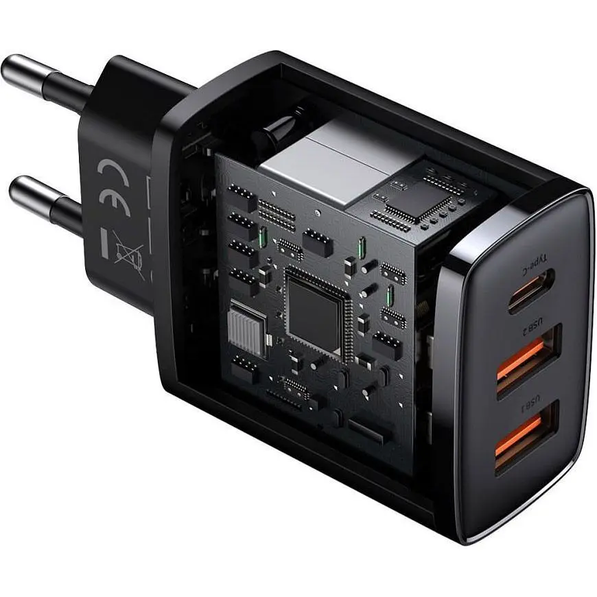 Мережевий зарядний пристрій Baseus Compact Quick Charger 2U+C 30W Black (CCXJ-E01) [73372] - фото 4