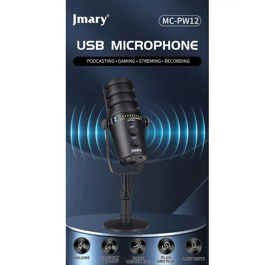 Професійний студійний конденсаторний мікрофон Jmary MCPW12 USB Black - фото 4