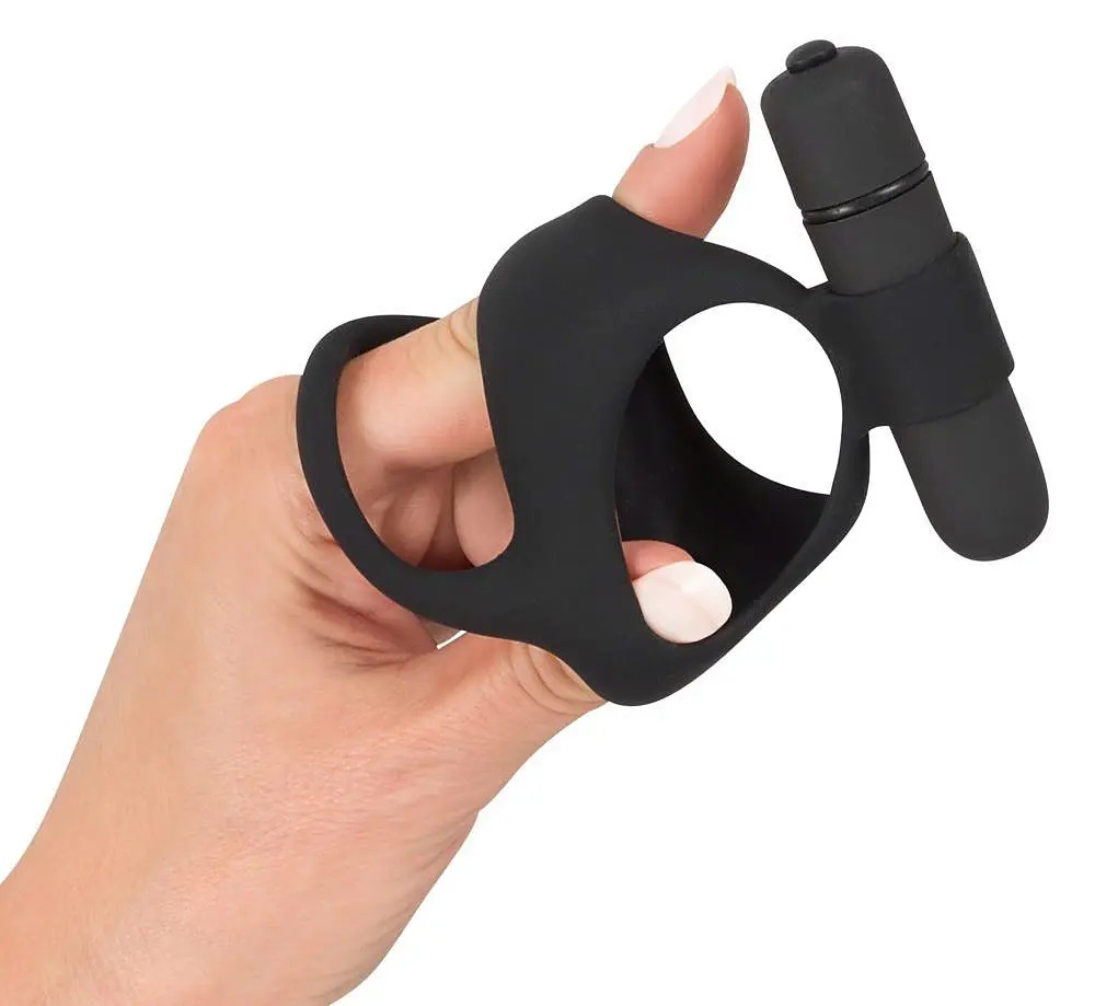 Віброкільце Black Velvets Cock Ball Ring 7 см чорний - фото 5