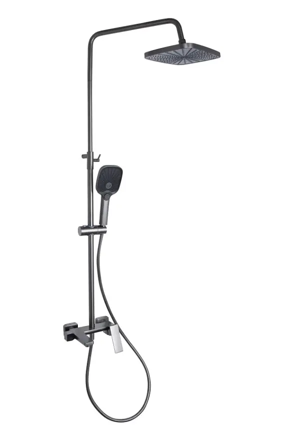 Душова система універсальна Qtap Gemini Gunmetal Black PVD з виливом QTGEM111GMB45688