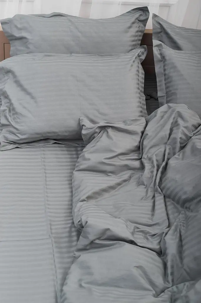 Комплект постельного белья Moon&Star Satin Stripe Stripe Gray Детский 110x140 см наволочки 2x40x40 см - фото 5