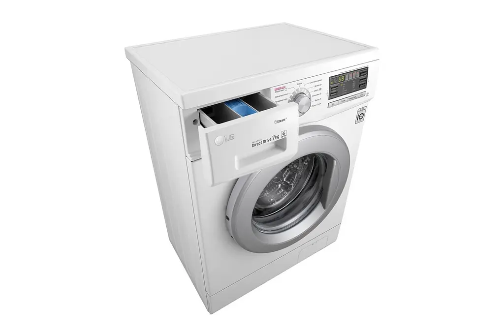 Пральна машина LG з фронтальним завантаженням F1296HDS1, 7кг, 1200, A+++, Пар, глибина 44см, Дисплей, Інвертор, Білий (F1296HDS1) - фото 7