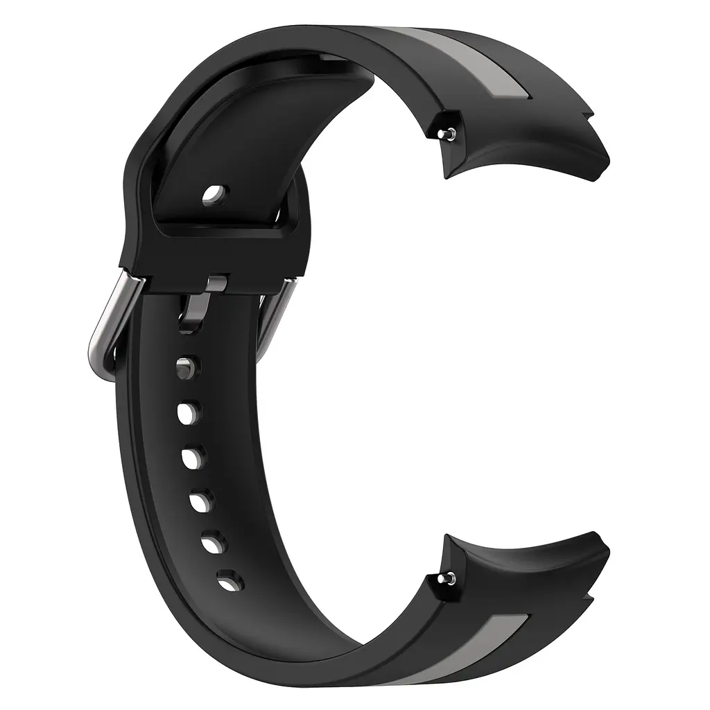 Ремешок для Samsung Galaxy Watch 4 Classic 42mm - черно-серый ширина крепления 20мм силикон Watchbands D2 (W17-3WB77910986) - фото 4
