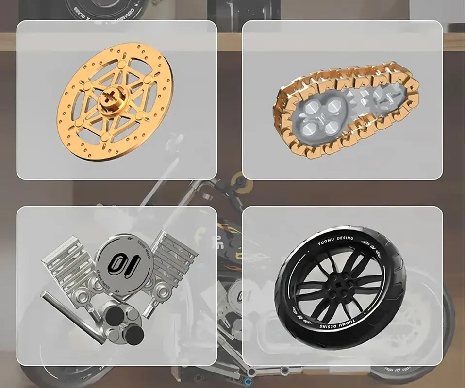 Конструктор Мотоцикл 455 элементов Ramiz черный - фото 7