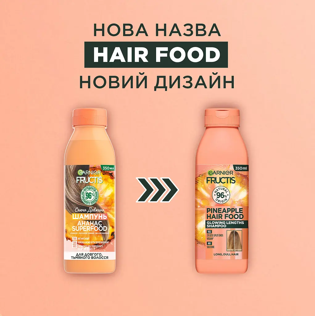 Шампунь Garnier Fructis Hair Food Pineapple для довгого та тьмяного волосся 350 мл - фото 4