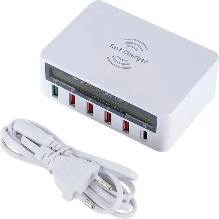 Зарядное устройство Primo WLX-818PF 100W 1xUSB QC3.0 / 4xUSB / 1xPD Type-C / беспроводная зарядка Qi 10W White - фото 2