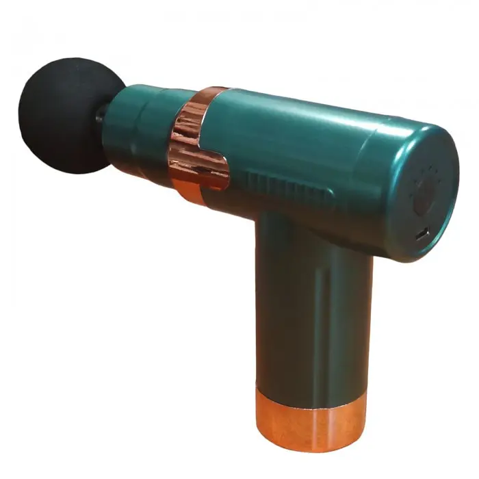 Массажер мышечный ручной 4 насадки на аккумуляторе зеленый Fascial Gun JY-760 - фото 2