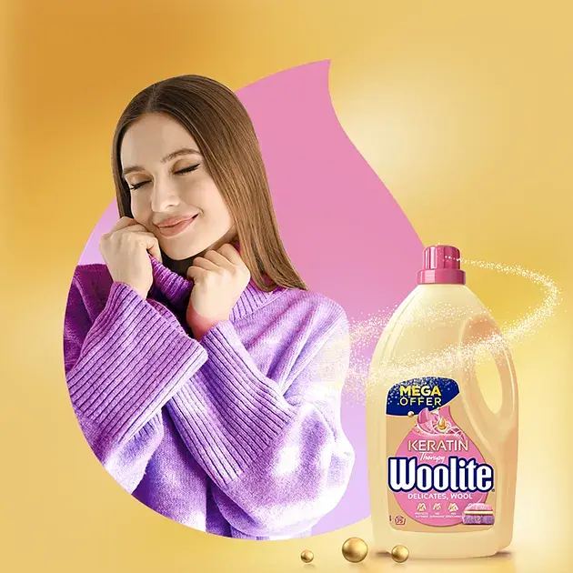 Средство для стирки жидкое Woolite для шерсти и деликатных тканей с Кератином 4.5 л - фото 3