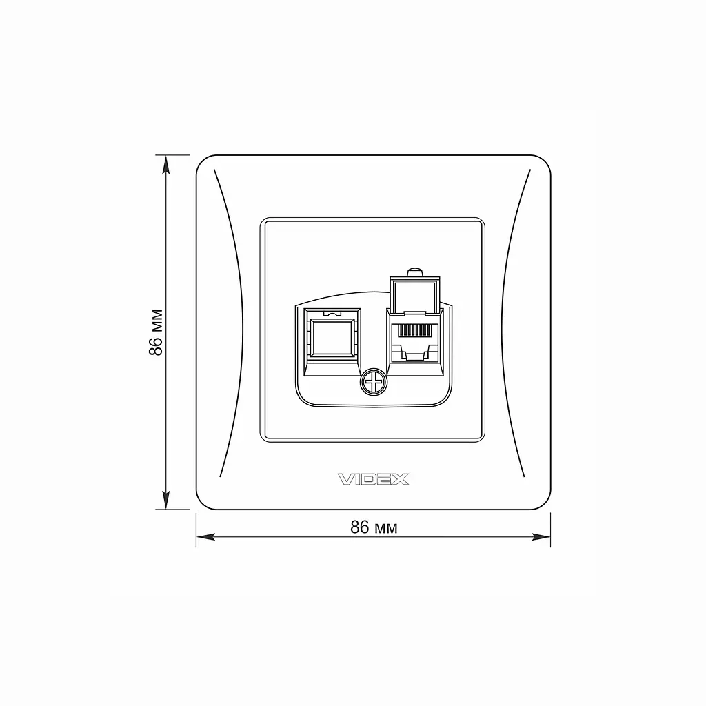 Розетка CAT6 одинарна комп'ютерна срібний шовк VIDEX BINERA VIDEX (24904-000) - фото 5
