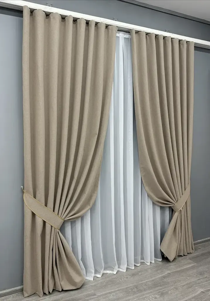 Комплект штор VR-Textil Ashen Night блекаут 2 шт 150x290 см бежевий (1853ш) - фото 3