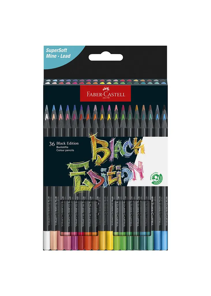 Набір олівців 36 кол. FABER CASTELL тригранні чорні (116436)