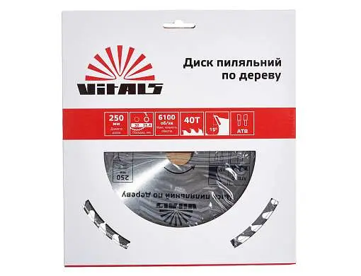Диск пильный Vitals по дереву 250x30/25.4 мм ATB 40 (00000001681424) - фото 3