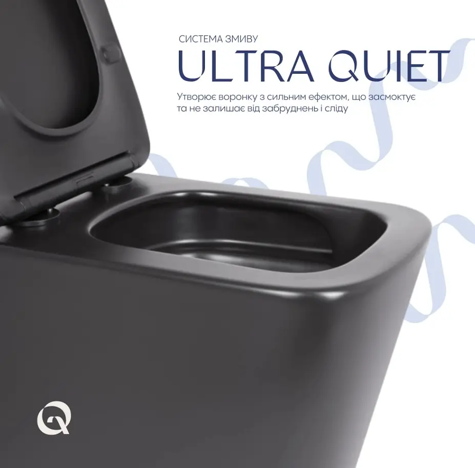 Унітаз підвісний Qtap Tern New Ultra Quiet, з сидінням Slim Duroplast/ Soft-close/ Quick Release QT17332303ASMB - фото 4