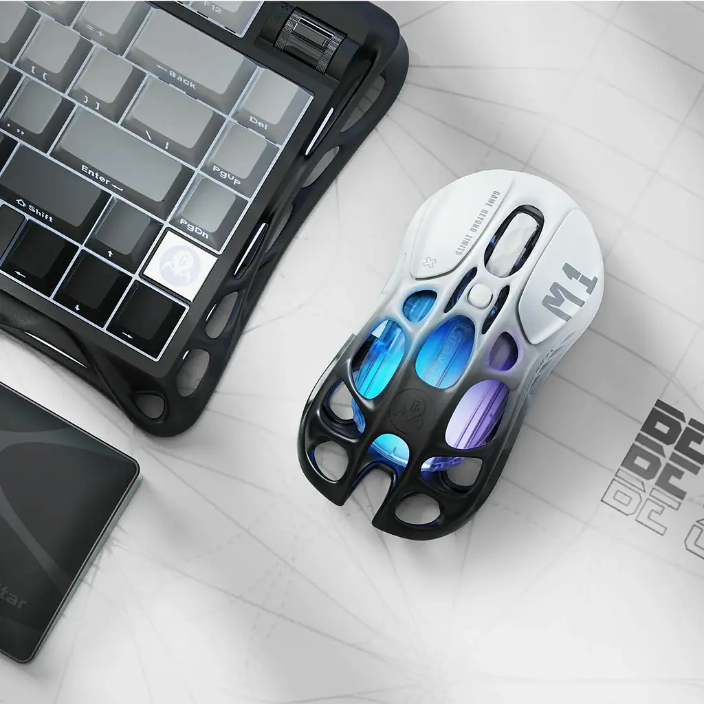GravaStar Миша Mercury M1 Pro, BT/WL/USB-A, RGB, чорно-білий - фото 3