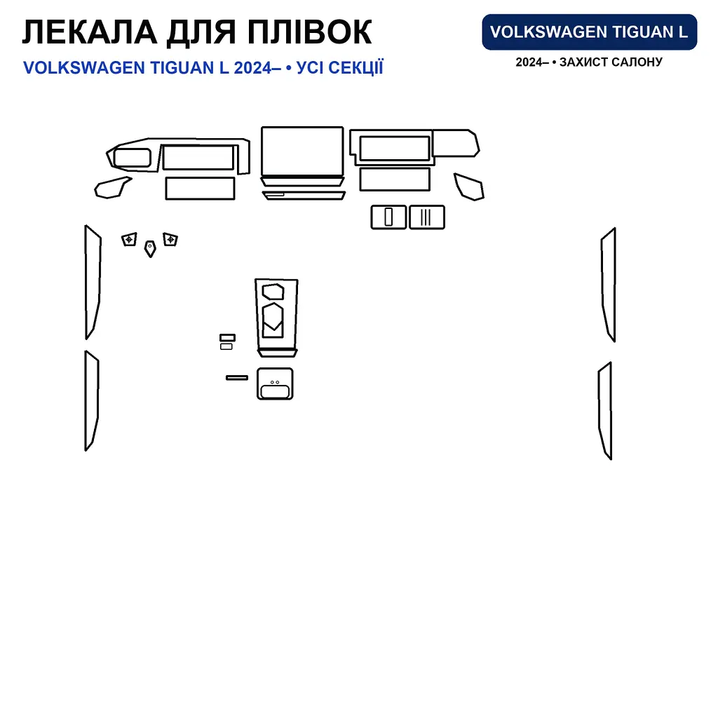 Набір Плівок захисних для салону Volkswagen Tiguan III (AB) 2024- TPH (Кансолі Дисплея Ручок) - фото 3