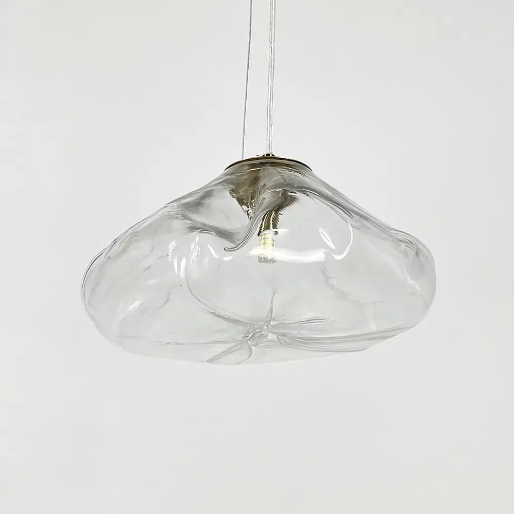 Скляний прозорий підвіс з легкими вигинами у латунному корпусі Ø 30 см | Line F | Арт. MJ82-300 AB+CL - фото 3