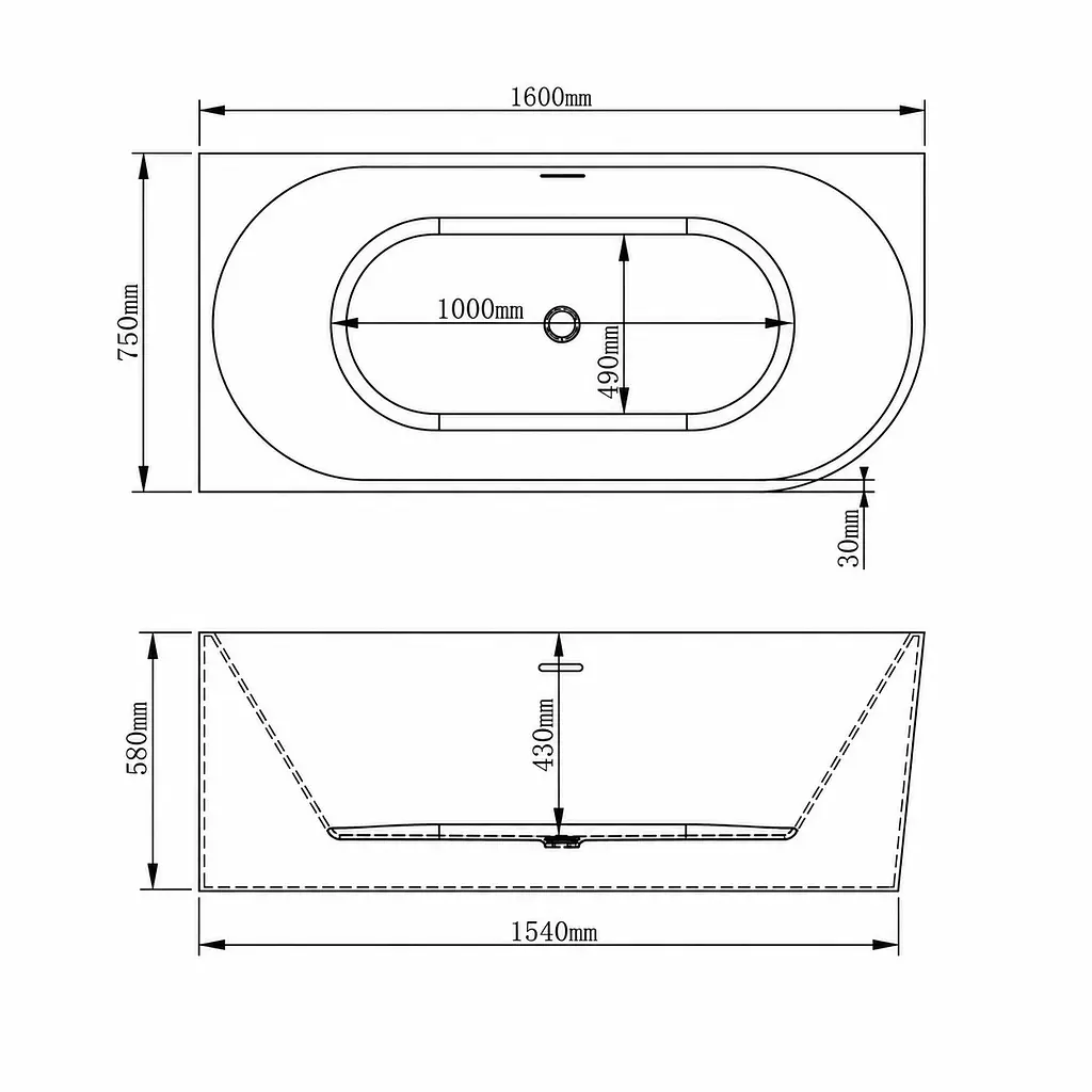 Лівостороння кутова акрилова ванна VBI Nordend 160x75, біла VBI-070716L - фото 2