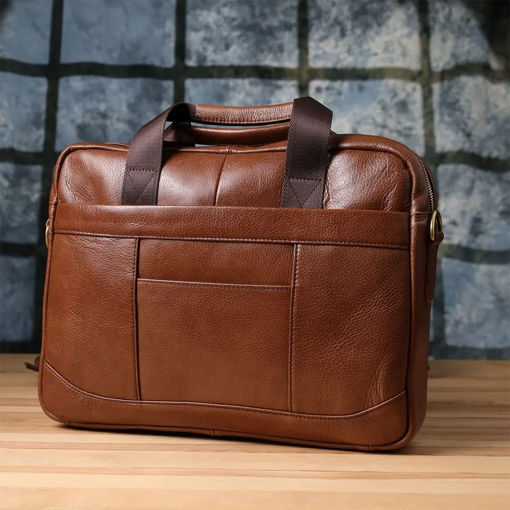 Чоловічий діловий портфель з натуральної шкіри Vintage 23038 коричневий - фото 10
