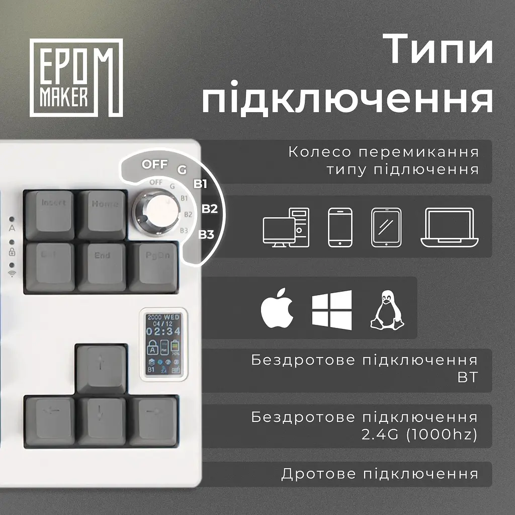 Клавіатура Epomaker Shadow-X Mulan White механічна бездротова (SHX-W-M) - фото 10